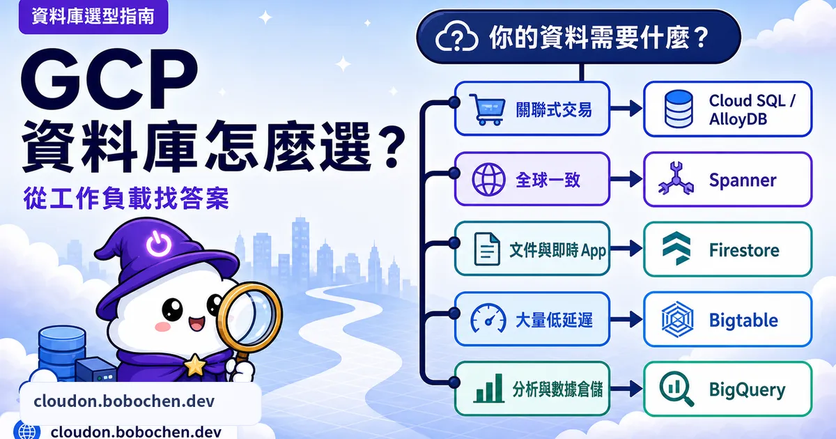 GCP 資料庫選型完全指南：Cloud SQL、AlloyDB、Spanner、Firestore、Bigtable 一次搞懂