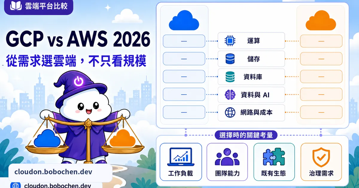 GCP vs AWS 完整比較：2026 年該選哪個雲端平台？